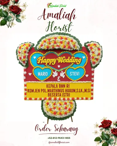 Karangan Papan Bunga Pernikahan duri selatan